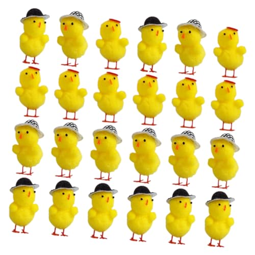 FUNNETOYU 24 Stück Küken-Ornament Dekorationen Plüsch gefülltes Hähnchen ausgestopft kindergeschenke Osterparty-Layout-Requisite Miniatur-Osterküken Schaum Yellow von FUNNETOYU
