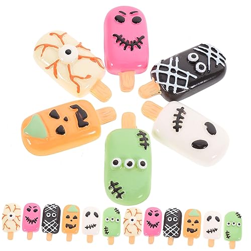 FUNNETOYU 24 Stück Teiliges Künstliche Eiscreme Resin Dekorationen DIY Bastel Zubehör Realistische Fake Ice Prop für Fotografie Halloween Party Rot Kürbis Grün Augen von FUNNETOYU