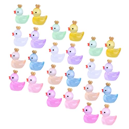 FUNNETOYU 24 Stück Teiliges Mini Resin Enten Leuchtende Kleine Figuren Handgefertigte Gartendekoration DIY Kunsthandwerk Niedliche Nachtlicht Deko für Balkon Auto Garten Vielseitig von FUNNETOYU
