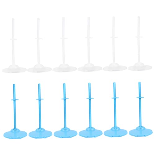 FUNNETOYU 24 Stück Teiliges Transparente und Blaue Puppenständer Kleine Figurenhalter für Puppenhaus Robuste Doll Holder Organizers Action Figure Doll Stands für Sammler von FUNNETOYU