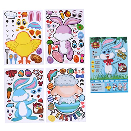 FUNNETOYU 25 Blatt Ostern Machen Sie Ihren Eigenen Aufkleber Mix-and-Match-Aufkleber Aufkleber Für Bastelprojekte Gesichtsübereinstimmungsaufkleber von FUNNETOYU