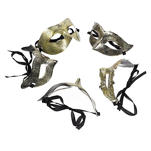 FUNNETOYU 25 Stück Teiliges Retro Halbgesichts Masken für Erwachsene Vielseitige Festival und Vintage Masquerade Designs Gold für Halloween Karneval Kostümpartys und Cosplay von FUNNETOYU