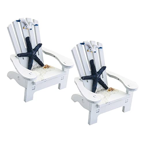 FUNNETOYU 2Stücke Mini Strandstuhl Deko aus Holz Mediterrane Strandstühle für Zuhause Mikrolandschaft Dekoration für Kinderzimmer und Strand Themenräume von FUNNETOYU