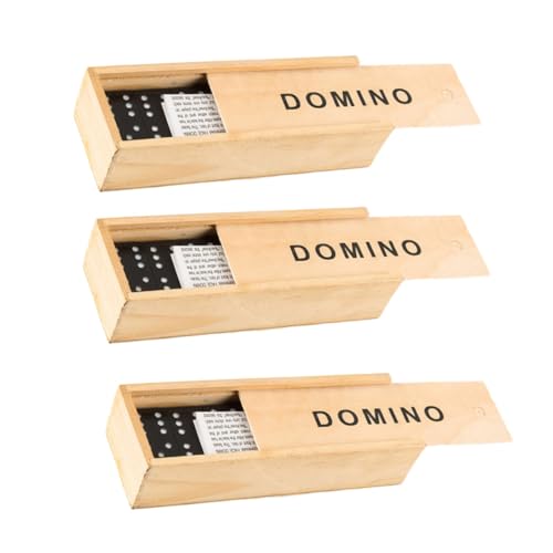 FUNNETOYU 3 Sätze Domino Holzspielsteine Schwarz Stapelspiel Lernspiel für Ab Jahren Familientischspiel Reisegröße Hochwertiges Naturholz von FUNNETOYU