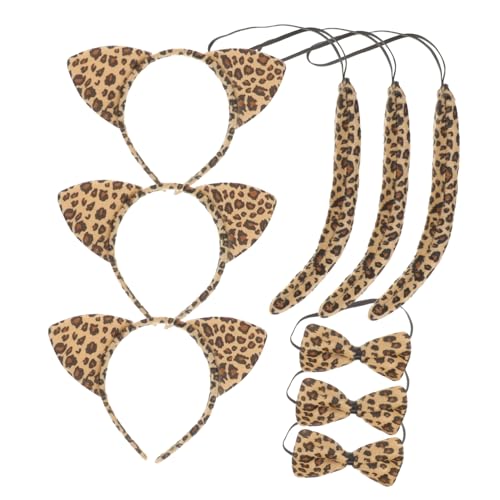 FUNNETOYU 3 Sätze Katzenohren Stirnband Set Teilig mit Choker und Gelb Leopardenmuster Cosplay Tierkostüm Zubehör für Mädchen Party Halloween Fasching FUNNETOYU 3 Sätze Katzenohren Stirnband Set Teilig mit Choker und Gelb Leopardenmuster Cosplay Tierkostüm Zubehör für Mädchen Party Halloween Fasching von FUNNETOYU