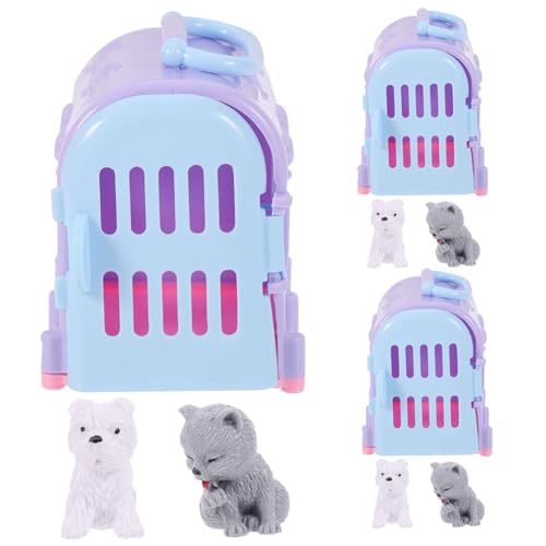 FUNNETOYU 3 Sätze Miniatur Haustierhäuser mit Katzen und Hundemodellen Dekorative Mini Hausdekoration für Langlebiges Material für Puppenhaus und DIY Spielspaß Zufällige Zufällige Farbe von FUNNETOYU
