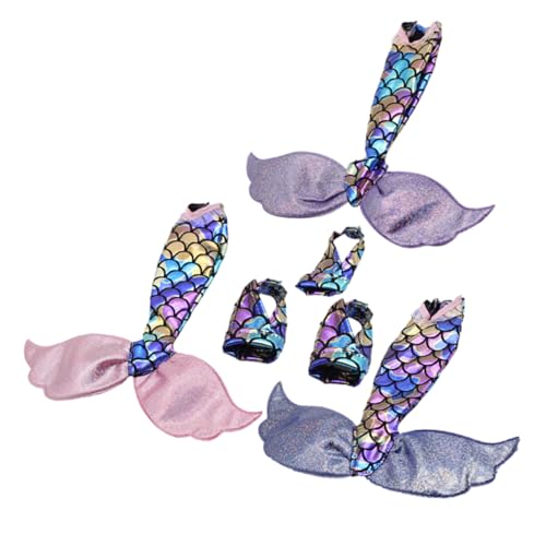 FUNNETOYU 3 Sets Mädchenpuppe Meerjungfrau Freizeitkleider Kleider Wiederverwendbares Puppenkostüm Mädchen Puppenkleid DIY Puppenzubehör Verschleißfestes Puppenkostüm Dekorativer Puppenrock von FUNNETOYU