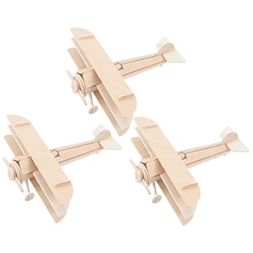 FUNNETOYU 3 Stück DIY Holzflugzeug Modellbausatz für Teiliges Set zum Malen und Zusammenbauen Bastelspielzeug Kreativität und Motorikfähigkeiten von FUNNETOYU