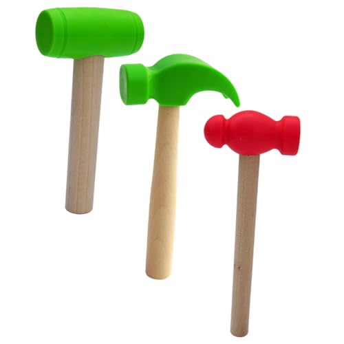 FUNNETOYU 3 Stück Holzhammer Teiliges Grün mit Großem Kleinem und Krallenhammer Sicheres Hand Koordinationstraining Robust Glatte Griffe Pädagogisch für Kleinkinder von FUNNETOYU