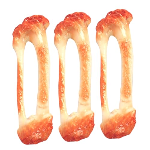 FUNNETOYU 3 Stück Hühnerflügelknochensimulationsfutter gefälscht realistisch Hühnerknochenstütze Simulation gebratenes Hühnerknochenmodell Essen-Knochen-Foto-Requisite PVC Orange von FUNNETOYU