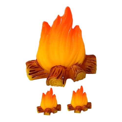 FUNNETOYU 3 Stück Lagerfeuerdekoration Mini Künstlich Flamme Gefälscht Landschaft Lagerfeuerfigur Lagerfeuer Drinnen Lagerfeuerspielzeug Lagerfeuer Im Puppenhaus Lodern Harz Orange von FUNNETOYU