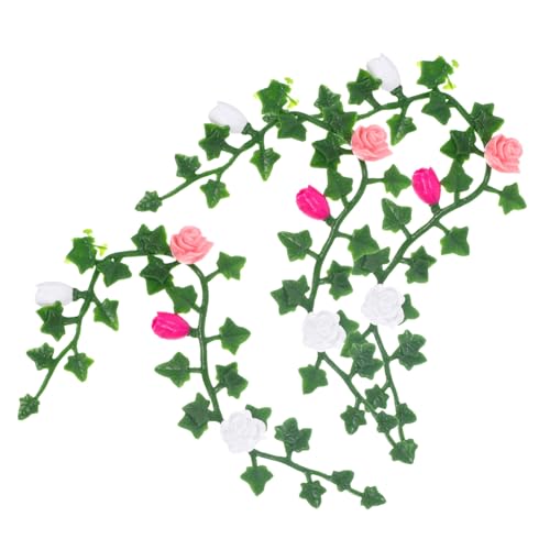 FUNNETOYU 3 Stück Miniatur Blumenranke Künstliche Kunstpflanze Teiliges Puppenhaus Dekoration Mini Garten Landschaftsmodell Realistische Mikro Landschaftsdeko von FUNNETOYU