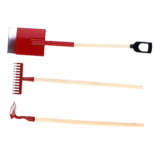 FUNNETOYU 3 Stück Miniatur Gartenwerkzeug Set Teilig Rote Schaufel Rechen Puppenhaus Zubehör für Sukkulenten Bonsai Dekoration und FUNNETOYU 3 Stück Miniatur Gartenwerkzeug Set Teilig Rote Schaufel Rechen Puppenhaus Zubehör für Sukkulenten Bonsai Dekoration und von FUNNETOYU