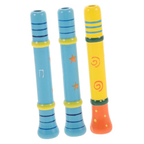 FUNNETOYU 3 Stück Pfeife aus Holz Musikpfeife Musikinstrumente Kinderpfeife pfeifen Kindermusikinstrument Musikalisches hölzern Zufällige Farbe von FUNNETOYU