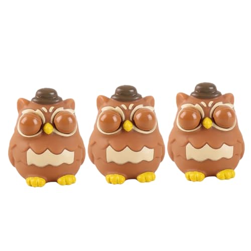 FUNNETOYU 3 Stück Prise Musik stressabbau dekompressionsspielzeug Entspannungs- Fun Toy Funny Toys funnytoys Eulenspielzeug Cartoon- zur Druckentlastung Brown von FUNNETOYU