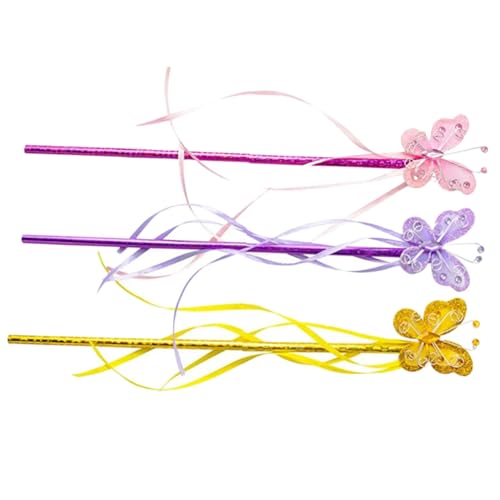 FUNNETOYU 3 Stück Teiliges Feenstab für Mädchen mit Schmetterlingsdekoration Sichere PVC und Eisenmaterialien für Party Kostüm und Bühnenauftritte in Gold und Violett FUNNETOYU 3 Stück Teiliges Feenstab für Mädchen mit Schmetterlingsdekoration Sichere PVC und Eisenmaterialien für Party Kostüm und Bühnenauftritte in Gold und Violett von FUNNETOYU