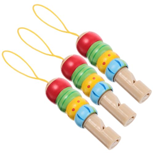 FUNNETOYU 3 Stück Teiliges Holzpfeifen Musikalisches Lernspielzeug Kreativ Geformte Tierpfeifen Tragbar für Schule und Party Fördert Musikalische Entwicklung und Kreativität bei von FUNNETOYU
