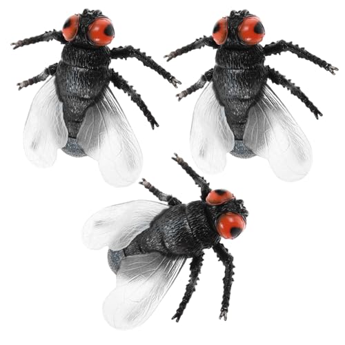 FUNNETOYU 3 Stück Teiliges Kleine Realistische Plastikfliegen Figuren Detailgetreue Insekten für Pädagogische Lernhilfen für Kindergarten Indoor und Outdoor Sicher und Langlebig von FUNNETOYU