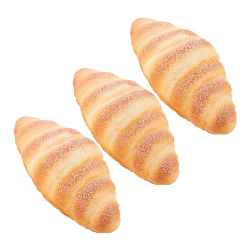 FUNNETOYU 3 Stück Teiliges Künstliches Brot Realistische Simulation Croissant Requisiten für Bäckerei Restaurant Fotografie Vielseitige Deko für Küchen und Schaufenster von FUNNETOYU