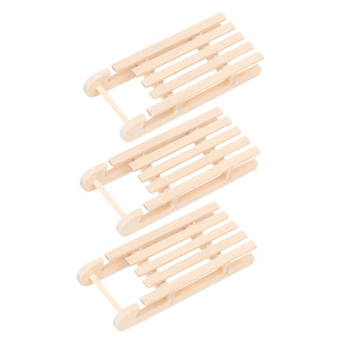 FUNNETOYU 3 Stück Teiliges Mini Holzschlitten Naturbelassene Weihnachtsdeko Handgefertigte Miniatur Schlitten Unbemalt für Tannenbaum und Wohnraumdekoration Ungiftiges Holz Winterliche von FUNNETOYU