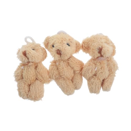 FUNNETOYU 3 Stück Teiliges Mini Plüschbär Weiche Kleine Bärenfiguren aus Robustem Material Vielseitig als Puppenhaus Deko DIY Bastelprojekt und Tischdekoration Farblich Khakifarben von FUNNETOYU