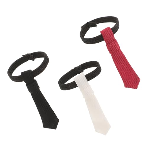 FUNNETOYU 3 Stück Teiliges Puppenkrawatten Miniatur Handgefertigt Modische Kleine Krawatten für Bjd Puppen Passend für DIY Puppenkleidung Schwarze Weiße und Rote Accessoires von FUNNETOYU