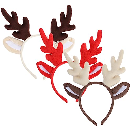 FUNNETOYU 3 Stück Teiliges Rentiergeweih Stirnband mit Ohren Leichtes Xmas Haaraccessoire für Damen Festliches Weihnachts Cosplay Party Requisite und für Familie und Freunde von FUNNETOYU