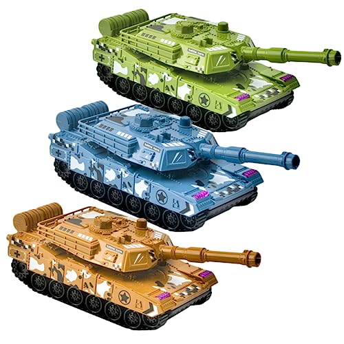 FUNNETOYU 3 Stück Teiliges Simulierte Panzer Modelle Rückzieh Panzer als Schreibtisch Dekoration und Didaktisches für Gelb Grün Blau von FUNNETOYU