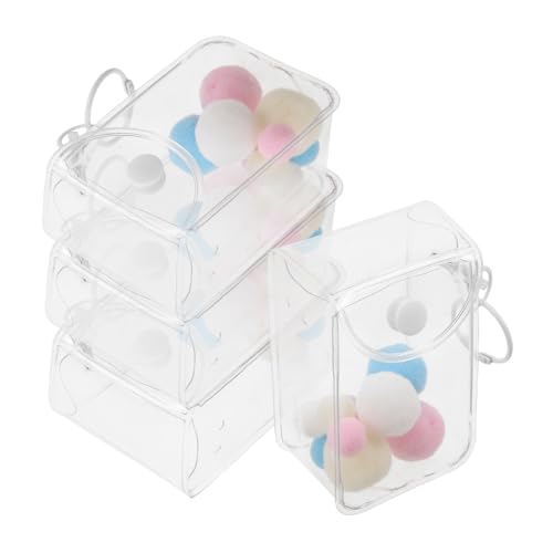 FUNNETOYU 3 Stück Transparente PVC Mini Figuren Tragetaschen mit Kettenanhänger Vielseitige Handtaschen für Sammler Leichte Aufbewahrungstaschen für Mini Dolls Schulter und Umhängetasche von FUNNETOYU