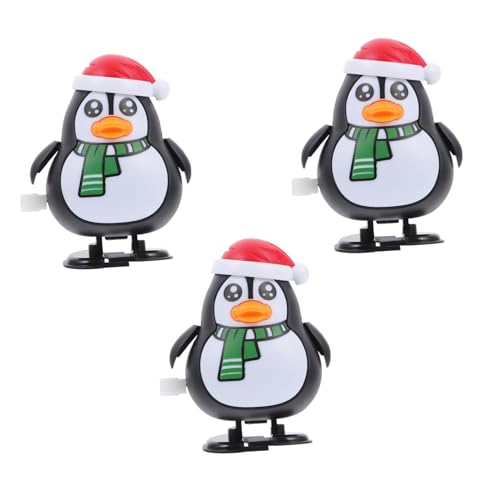 FUNNETOYU 3 Stück Weihnachtliche Aufziehspielzeuge Pinguin Wind Up Figuren Cartoon Design Sicher und Langlebig als Partygeschenk für Festtagsdekoration von FUNNETOYU