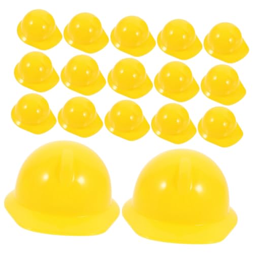 FUNNETOYU 30 Stück Miniature Bauhelm Dekorative Sicherheitshelme für Puppen und Haustiere Gelb Zubehör für DIY und Themenpartys von FUNNETOYU
