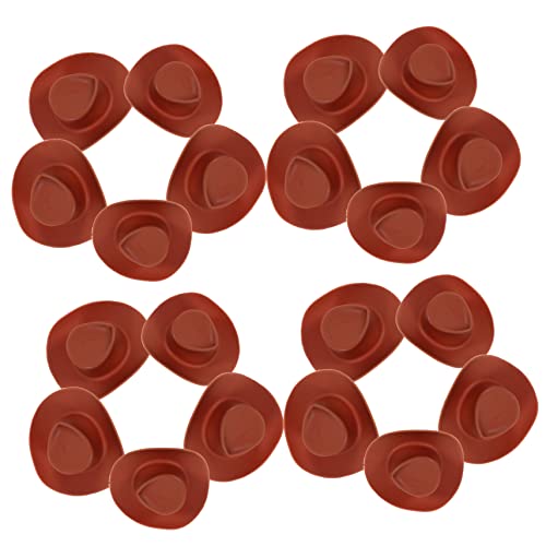 FUNNETOYU 30 Stück Teiliges Miniatur Cowgirl Hüte aus Kunststoff Dekorative Mini Hüte Schokoladenfarbe Niedliche Party und Puppenhaus Deko Vielseitige DIY Accessoires für Kreative von FUNNETOYU