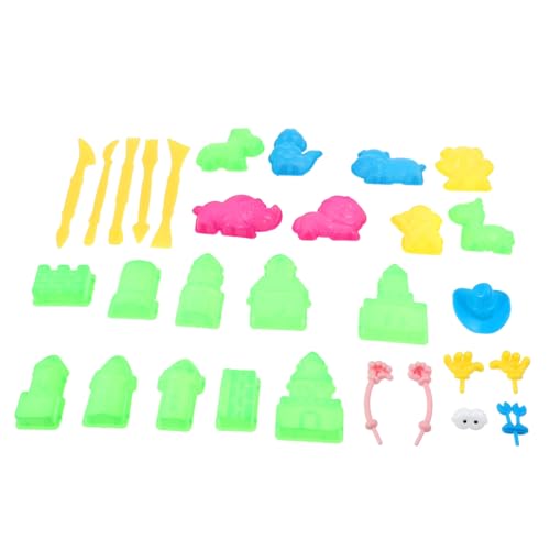FUNNETOYU 30 Stück Teiliges Sandspielzeug mit Farbenfrohen Cartoon Formen Kindersichere Kunststoff sandformen und Werkzeuge für Strand Sandkasten und Wasserspiele für Jungen und Mädchen von FUNNETOYU