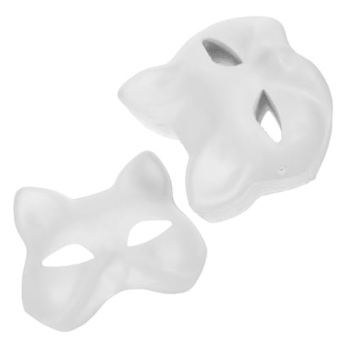FUNNETOYU 30 Stück Teiliges Weiße Katzenmasken aus Papier zum Bemalen Leichte DIY Gesichtsmaske für Kreative Bastelmaske für Karneval Halloween Maskenball und Theateraufführungen von FUNNETOYU