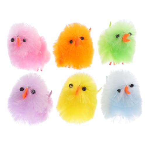 FUNNETOYU 32 Stück Osterküken Osterplüschküken Kleines Huhn Ostern Plüsch-küken-Modell Mini-Fuzzy-küken Gefülltes Küken-Modell Küken Dekore Verzierung in Kükenform Colorful Plastik von FUNNETOYU