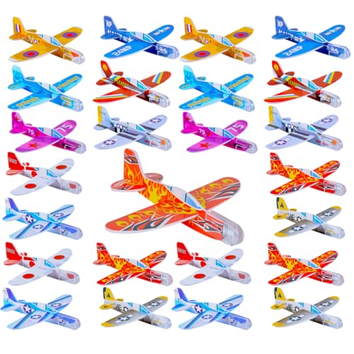 FUNNETOYU 32Stücke Teiliges Tragbare Mini Flugzeugspielzeuge für Wissenschaftsprojekt Selbstmontierbare Schaumflugzeuge für Outdoor Spiele und Flugzeugpartys Farbenfroh und Sicher von FUNNETOYU