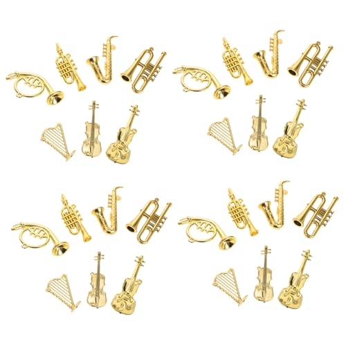 FUNNETOYU 35 Stück Teiliges Miniatur-musikinstrumente-Set aus Kunststoff Realistische Gitarren Geigen und Trompeten Leichte Kompakte Deko für Puppenhäuser Weihnachtsbäume und Kindgerechtes von FUNNETOYU