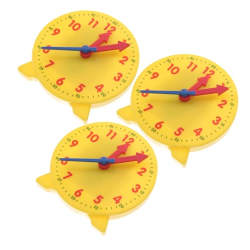 FUNNETOYU 3 Stücke Lernuhrmodell für Kinder Pädagogisches Spielzeug zur Uhrzeit 10cm Uhrmodell mit Beweglichen Zeigern Lehrmittel für Schule und Zuhause von FUNNETOYU