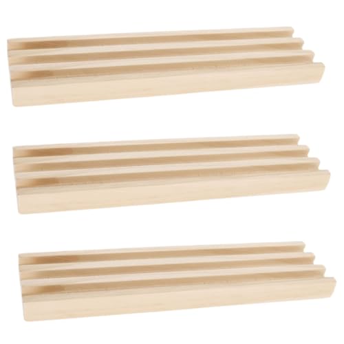 FUNNETOYU 3Stücke Teiliges Holz Dominoständer für Mexikanische Zugspiel Dominoständer mit Rutschfesten Unterlagen Spielkartenbasis für Entspannte Spieleabende von FUNNETOYU
