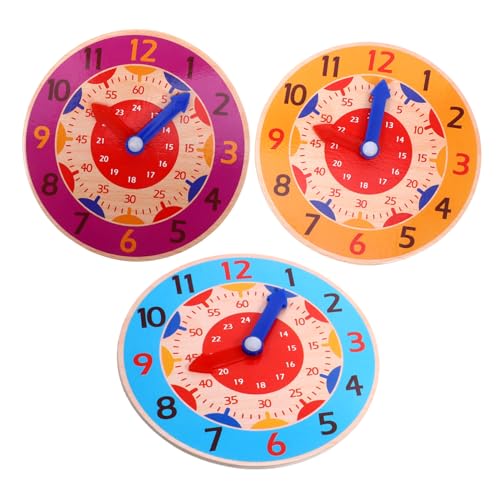 FUNNETOYU 3Stücke Teiliges Holz Lernspielzeug Uhr für Kleinkinder Farbenfrohes Zeitspielzeug Farberkennung Interaktives Lehrmittel für Sicher und Langlebig FUNNETOYU 3Stücke Teiliges Holz Lernspielzeug Uhr für Kleinkinder Farbenfrohes Zeitspielzeug Farberkennung Interaktives Lehrmittel für Sicher und Langlebig von FUNNETOYU