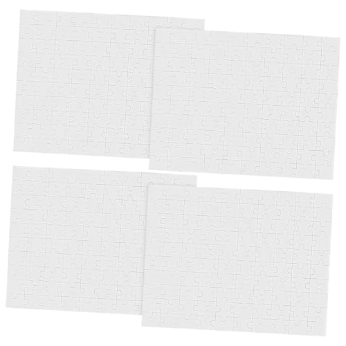FUNNETOYU 4 Blätter DIY Puzzle Blanko Puzzle zum Bemalen und Basteln Große Puzzleteile aus Holz und Papier Kreative Malvorlage für Kinderhandwerk und Lernspiele Sicher und Robust von FUNNETOYU