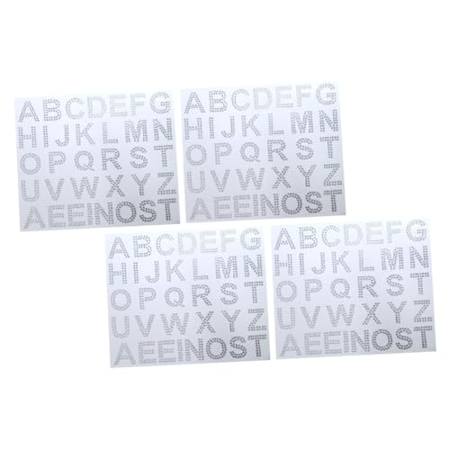 FUNNETOYU 4 Blätter Teiliges Selbstklebende Kunststoff Buchstaben Aufkleber mit Funkelnden Strasssteinen Dekorative Glitzer Buchstaben für Kleidung Rucksäcke DIY Bastelprojekte von FUNNETOYU