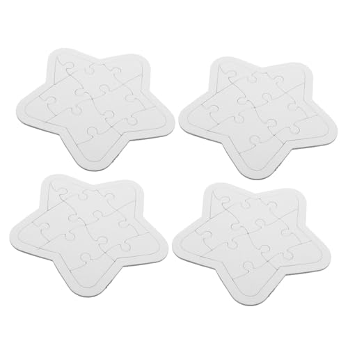 FUNNETOYU 4 Blätter ausmalen und einfügen Leere Puzzles basteln Zubehör basteln Zeichenrätsel leeres Puzzle zeichnen leeres Puzzle- Zeichne Leere Rätsel DIY-Rätsel Papier von FUNNETOYU