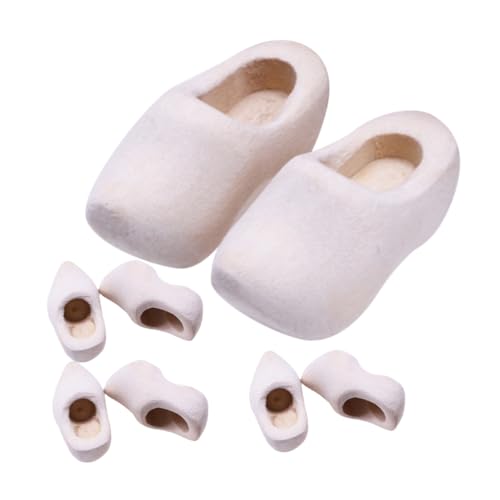 FUNNETOYU 4 Paare Mini Holzschuhe für Puppenhaus Unvollendete DIY Miniatur Holzschuhe für Bastelprojekte und Puppenhaus Dekoration von FUNNETOYU
