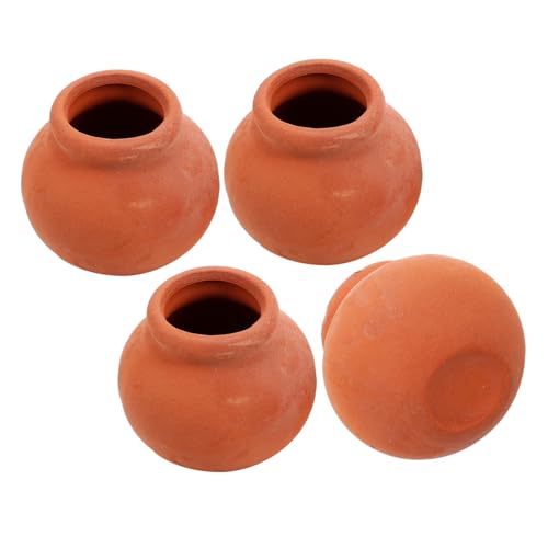 FUNNETOYU 4 STÜCKE Miniatur Keramik Blumentöpfe für Puppenhaus Garten Zubehör Detailreiche Miniatur Tontöpfe für Sukkulenten und Zimmerpflanzen Geeignet für Sammler von FUNNETOYU