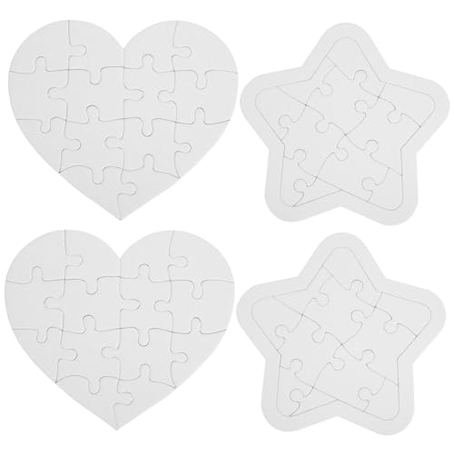 FUNNETOYU 4 Sätze Leere Herz und Stern Puzzles aus Stabilem Papier Dicke Oberfläche DIY Kunst Bastelset für Kreativen Gestaltung sowie Hand Augen Koordination Bastelpuzzles FUNNETOYU 4 Sätze Leere Herz und Stern Puzzles aus Stabilem Papier Dicke Oberfläche DIY Kunst Bastelset für Kreativen Gestaltung sowie Hand Augen Koordination Bastelpuzzles von FUNNETOYU