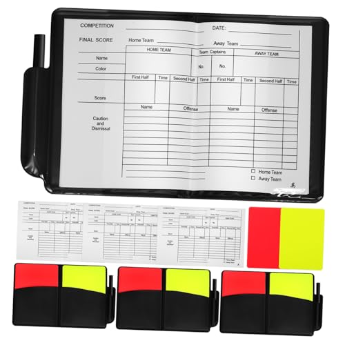 FUNNETOYU 4 Sätze Schiedsrichter Karten Set PVC Teilig mit Roten und Gelben Karten Notizbuch und Bleistift Robustes Volleyball Fußball Fußballspiel Schiedsrichter Zubehör für Spielleitung von FUNNETOYU