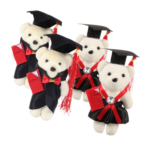 FUNNETOYU 4 Stück Abschlusssaison Dr Bär Mini Plüschbären Plüsch Abschlussbär Plüsch Abschlusspuppen Cartoon Plüschbären Abschluss Plüschbären Für Blumenstrauß DIY Bärpuppen von FUNNETOYU