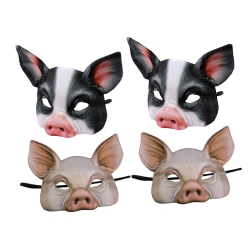 FUNNETOYU 4 Stück Einzigartig Für Osterkleid – Halbgesichts Karnevals Requisite Maskerade Abdeckung Dekoratives Zubehör Halloween Lustiges Tier Zubehör Party Festival Kostüm von FUNNETOYU