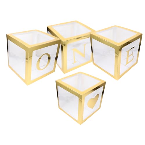 FUNNETOYU 4 Stück Geburtstag Deko Teiliges Transparente Balloon Box mit Goldfarbenem One Buchstaben Herz Motiv Wiederverwendbar Leicht und Kompakt Einfache Faltmontage für Unvergessliche FUNNETOYU 4 Stück Geburtstag Deko Teiliges Transparente Balloon Box mit Goldfarbenem One Buchstaben Herz Motiv Wiederverwendbar Leicht und Kompakt Einfache Faltmontage für Unvergessliche von FUNNETOYU